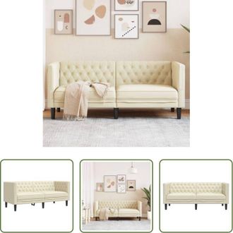 vidaXL Divano a 2 posti - Divano Chesterfield a 2 Posti Crema in Similpelle
