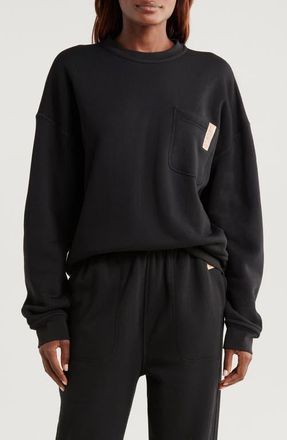 Lunya Silksweats Oversize Cotton Blend Pajama Sweatshirt in Immersed Black at Nordstrom, Size X-Large