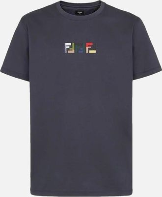 Fendi Mens Fendi Triple FF Logo T-Shirt in Navy - Size: 36