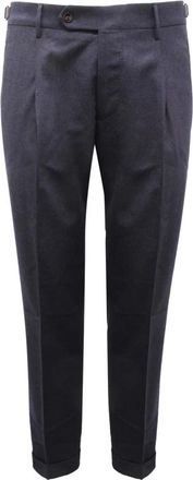 Berwich Wollen Broek Retro Long Stijl - Heren - Slim Fit Broeken - Blauw - L - Wol - Broeken