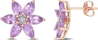 Rina Limor 10K Rose Gold 2.46 ct. tw. Diamond & Amethyst Floral Clip-On Studs