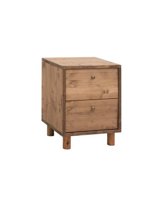 Deco Wood Mesita de noche de madera de dos cajones tono marrón 50,5x37,5cm