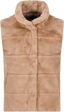 Monari Elegante Fellweste mit Stehkragen - Dames - Jassen - Beige - Maat: XL