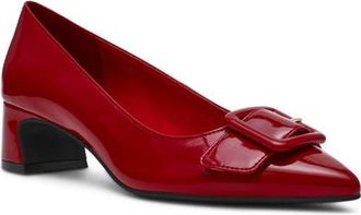 Anne Klein Senara Buckle Pointed Toe Pump in Deep Red at Nordstrom, Size 9.5