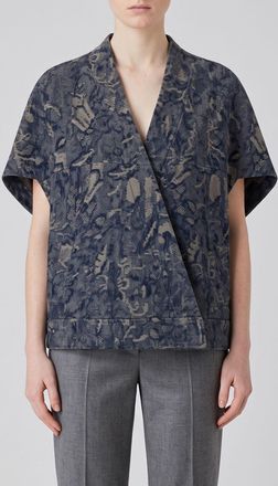 Giorgio Armani Caftano corto in cotone jacquard con scollo a V