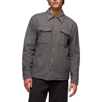 Prana Happy Camp Flannel Snap-Up Shirt Jacket in Shadow Heather at Nordstrom, Size Xx-Large