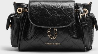 Charles & Keith Duo Quilted Two-Way Front Flap Backpack