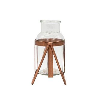 Foreside Home And Garden Rust Metal Frame with Glass Bud Vase in Gold at Nordstrom