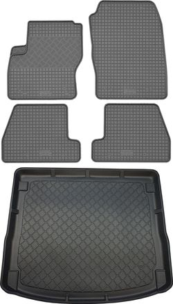 OEM Ford Focus Iii Turnier Kombi (5 Puertas) De 03.2011 A 08.2018. Juego: Alfombrillas De Goma Para Coche + Alfombrilla Para Maletero
