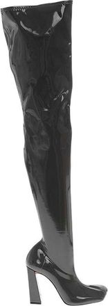 Amina Muaddi Grey Leather Boots