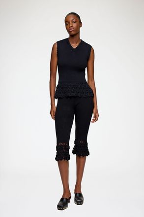Ganni Black Trousers in Cotton Crochet