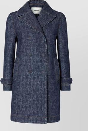 Fendi denim quilted double-breasted midi jacket