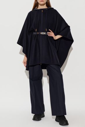 Moncler Wool Poncho, Womens, Navy Blue