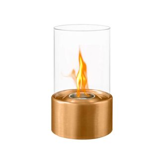Dmora Chimenea De Bioetanol Dschroffenegge, Chimenea Ecol&oacute;gica, Hogar Sin Humo, Made In Italy, 16x16 H28 Cm, Bronce Y Transparente - Dmora