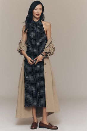 Maeve Cowled Halter Open-Back Midi Dress