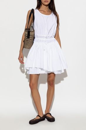 Loewe Cotton Dress With Draping, Womens, White