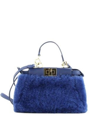 Fendi Peekaboo Bag Fur Micro satchel - Blu