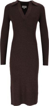 MC2 Saint Barth Brown Octavia Merino Ribbed Wool Long-Sleeved Polo Dress