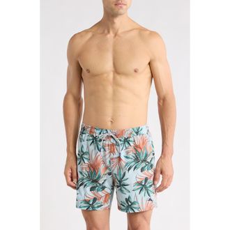 Tommy Bahama Naples Tidal Fronds 6-Inch UPF 30+ Swim Trunks in Pale Opal at Nordstrom, Size Xx-Large