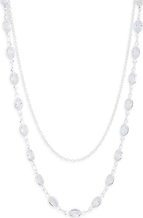 Nordstrom Rack Bezel Stone Layered Necklace in Clear- Silver at Nordstrom Rack
