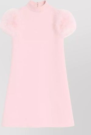 Valentino high neck mini dress with feather boa