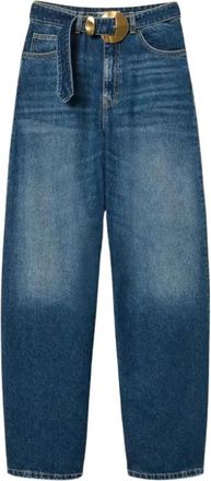 Twinset Wijde spijkerbroek met riem en maxi gesp - Dames - Loose Fit Jeans - Blauw - W30 - Katoen - Jeans