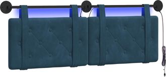 vidaXL Cabecero Colgante Con Luz Led Azul Terciopelo Vidaxl