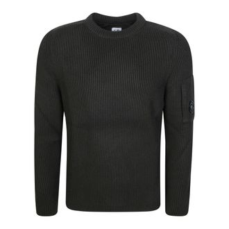 C.P. Company C.p. Company - Full Rib Cotton Crewneck Lens Sweater - Heren - Truien - Groen - Maat: S Katoen