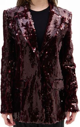 Azalea Wang Dubai Sequin Blazer in Burgundy at Nordstrom, Size X-Large