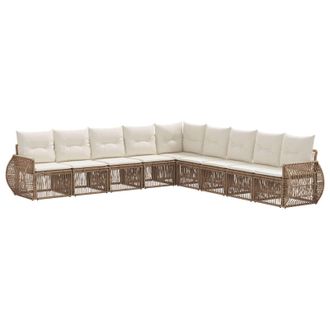 vidaXL Conjunto De Sof&aacute;s De Jard&iacute;n 9 Pcs Beige Y Blanco Crema Vidaxl