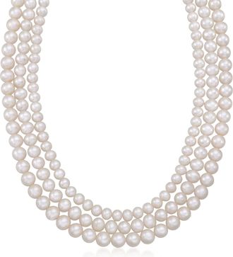 Ross-Simons 5-8mm Cultured Pearl 3-Strand Necklace With Sterling Silver