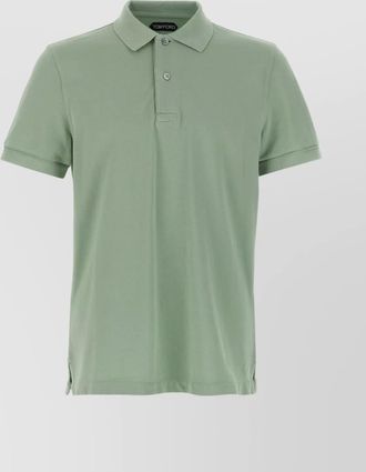 Tom Ford ribbed collar polo shirt with side slits