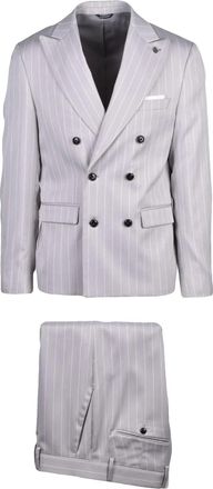 Daniele Alessandrini Light Grey Peak Lapel Polyester-Blend Suit
