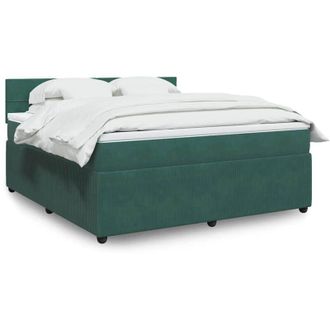 vidaXL Vidaxl - Cama Box Spring Con Colch&oacute;n Terciopelo Verde Oscuro 180x200 Cm