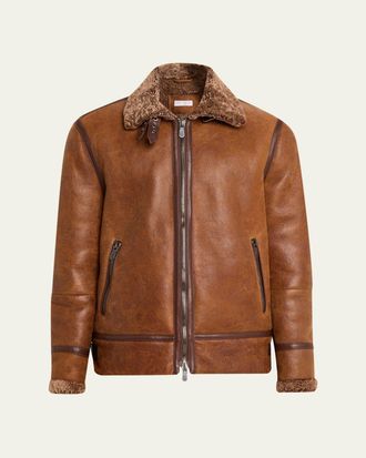 Brunello Cucinelli Mens B3 Pilot Shearling Aviator Jacket