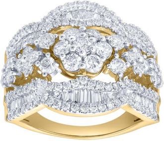 LuvMyJewelry Mariselle 2.00 Cts Natural Diamond Cluster 14K Gold Ring in 14K Yellow Gold at Nordstrom, Size 7