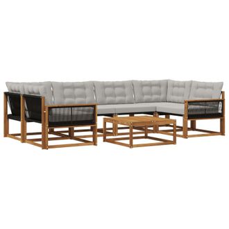 vidaXL Conjunto De Sof&aacute;s De Exterior 7 Pcs Natural Y Gris Claro Vidaxl