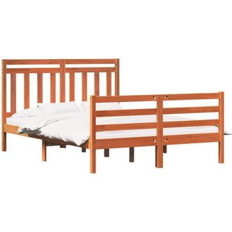 vidaXL Estructura De Cama Con Cabecera Marr&oacute;n Cera 140 X 188 Cm Vidaxl
