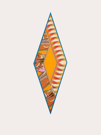 Ferragamo Women Flowers and Butterflies print triangle scarf Orange