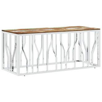 vidaXL Tavolino Salotto Argento In Acciaio Inox E Legno Di Recupero - Vidaxl