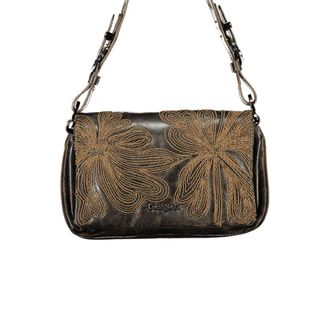 Desigual Brown Polyurethane Womens Bag with Embroidery and Magnet Womens Closure