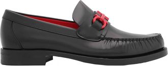 Ferragamo Ferragamo Black Leather Gancini Loafers