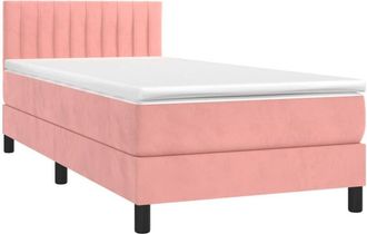 vidaXL Cama Box Spring Con Colch&oacute;n Terciopelo Rosa 80x200 Cm Vidaxl