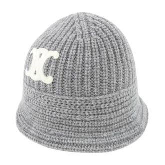 Celine Pre-owned Triomph Cashmere Hat - Dames - Pre-owned - Grijs - Maat: ONE Size Kasjmier