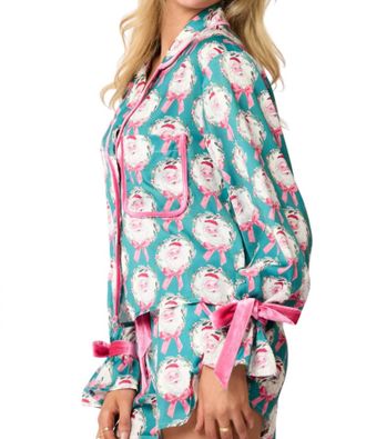 Peach Love California Santa Pj Top In Teal
