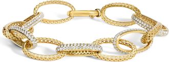 House of Brilliance 14K Yellow Gold 3.0 Cttw Diamond Pave Oval Link Bracelet