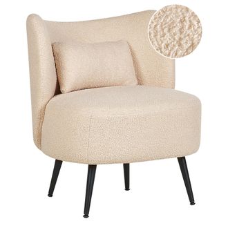 Beliani Beliani - Sill&oacute;n Sala De Estar Asiento Respaldo Curvo Dise&ntilde;o Glamour Boucl&eacute; Tapicer&iacute;a Patas Negras Beige Otsby