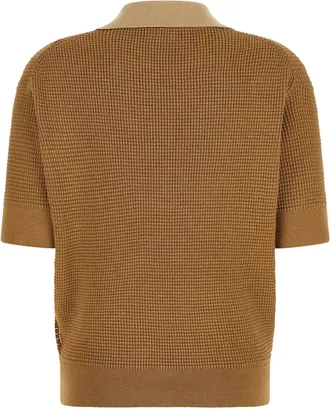 J.W.Anderson Waffle Stitch Cotton-Cashmere Polo Shirt - Caramel