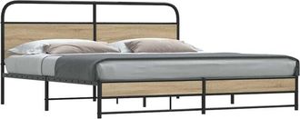 vidaXL Vidaxl - Estructura De Cama Sin Colch&oacute;n Metal Roble Ahumado 183x213 Cm