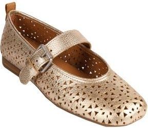 Gentle Souls Karla Mary Jane Flat in Gold Perf Leather at Nordstrom Rack, Size 5.5
